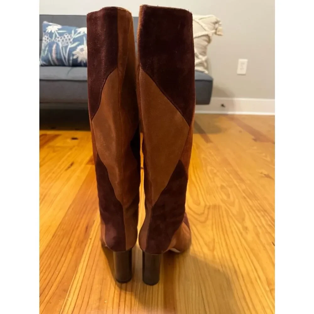Ulla Johnson Jerri Cowhide Suede Patchwork Knee High Tall Boots Size EUR 38 US 8